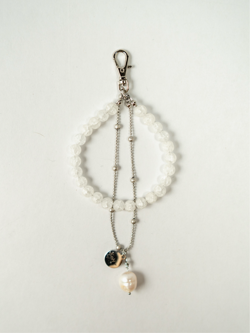 Crack crystal & twin pearl strap