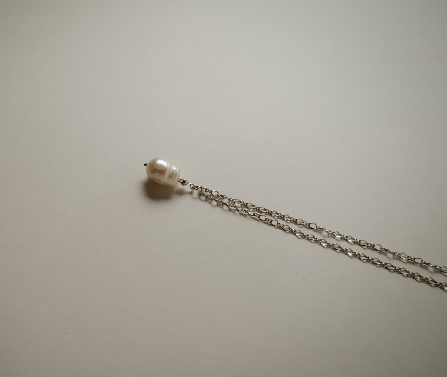 Twin pearl chain necklace