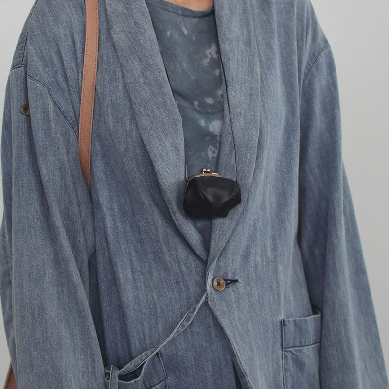 Apple recycled leather clasp mini pouch