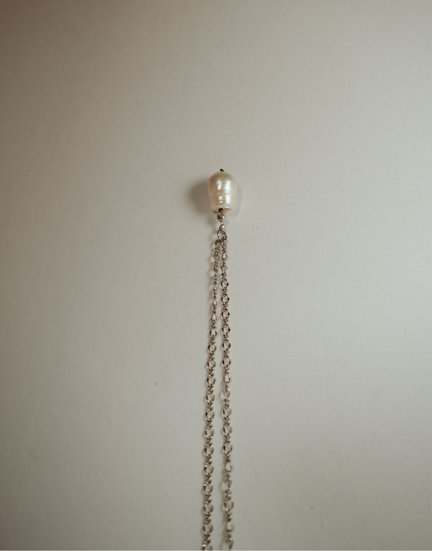 Twin pearl chain necklace