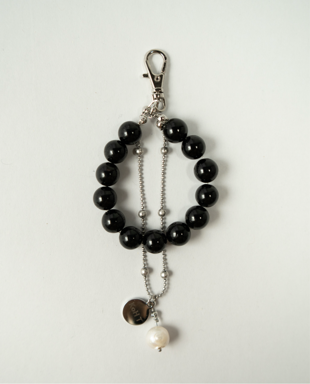 Black tourmaline and twin pearl strap