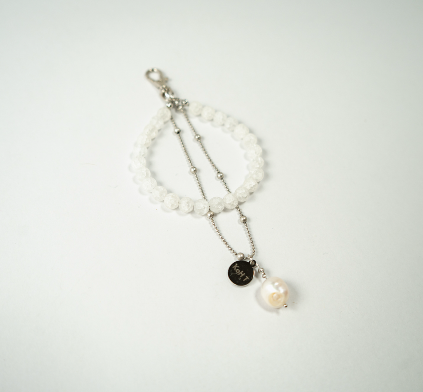 Crack crystal & twin pearl strap