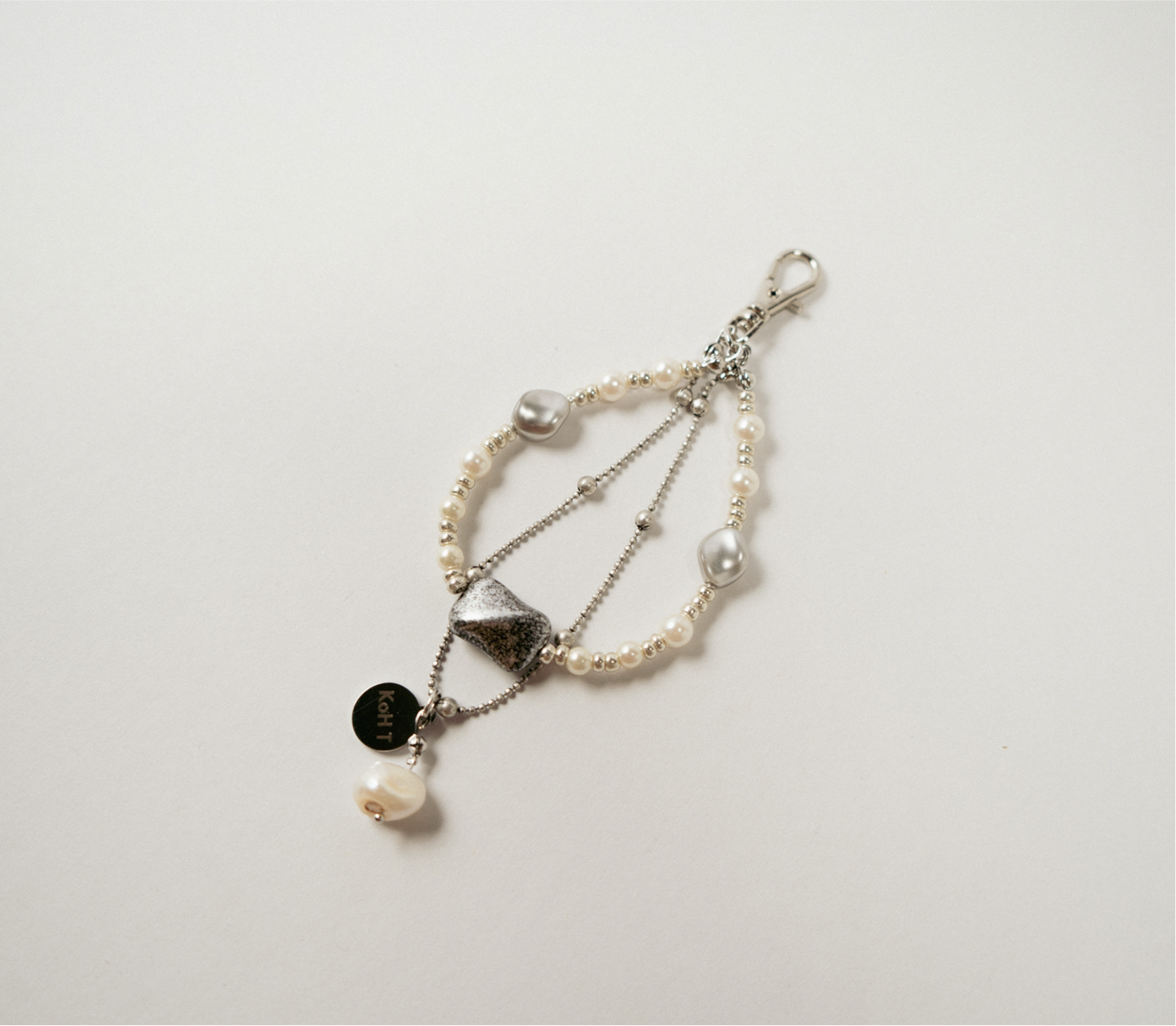 Italian glass and twin pearl strap