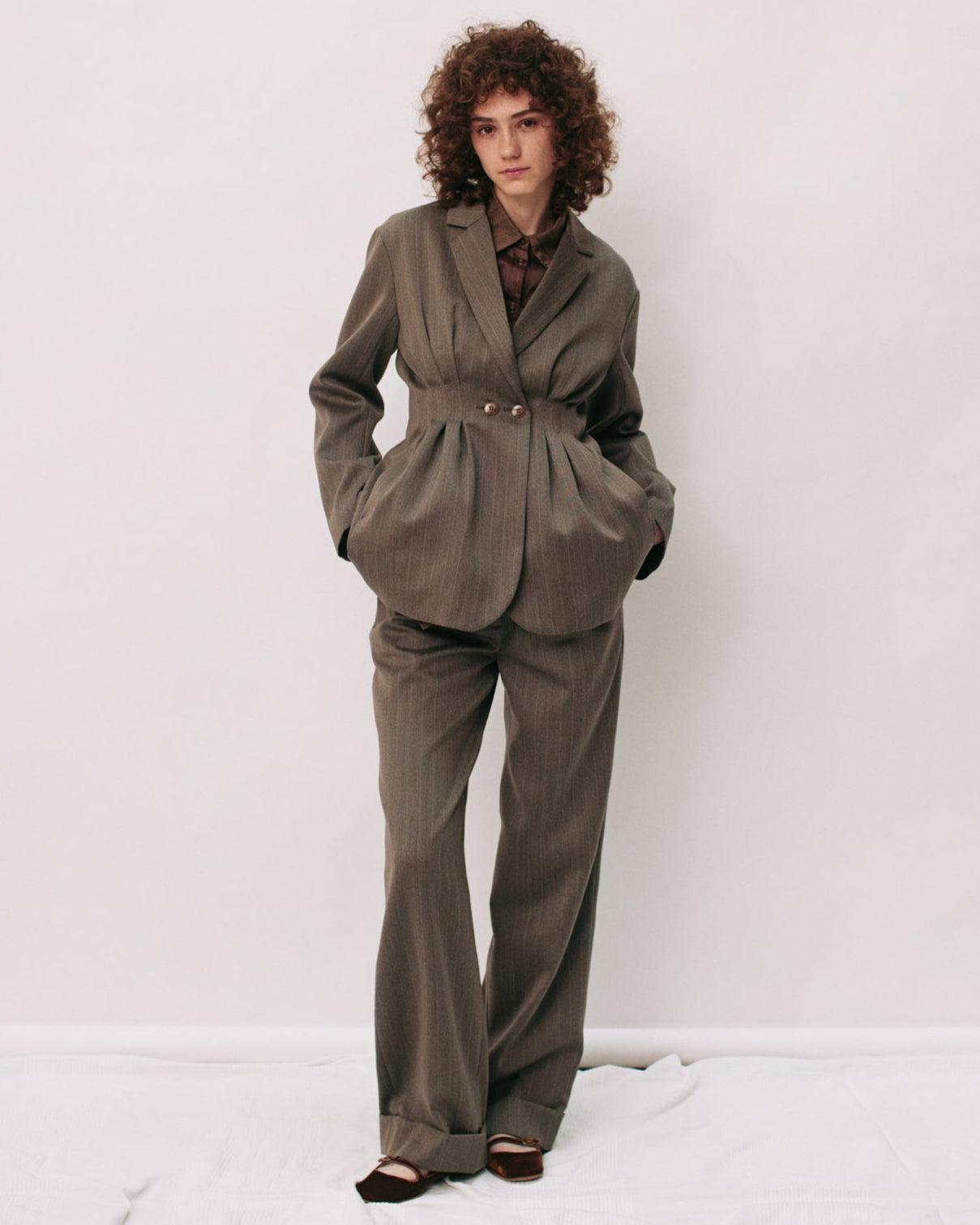 【PRE ORDER】Double-breasted tailored tuck jacket (Wool)