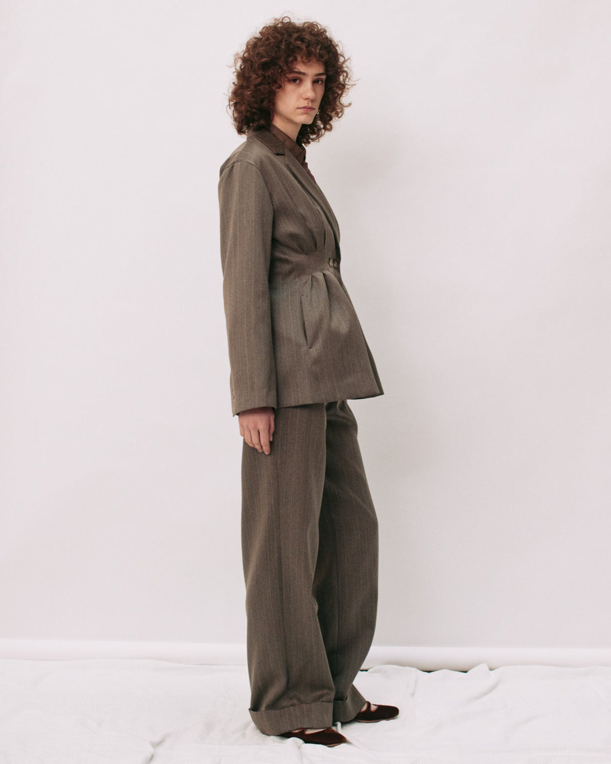 【PRE ORDER】Double-breasted tailored tuck jacket (Wool)