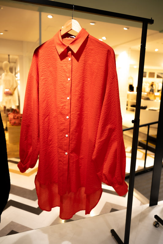 Volume puff sleeve blouse (Seersucker)