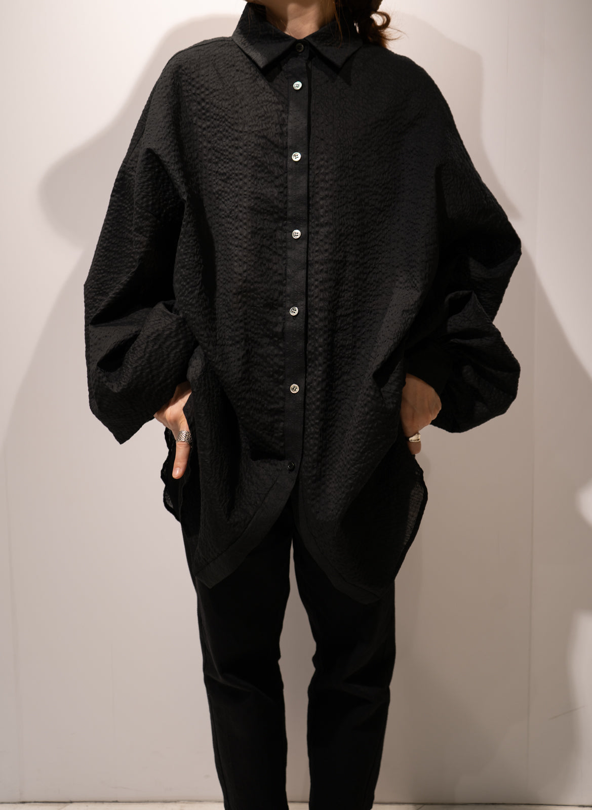 Extra volume puff sleeve blouse (Seersucker)