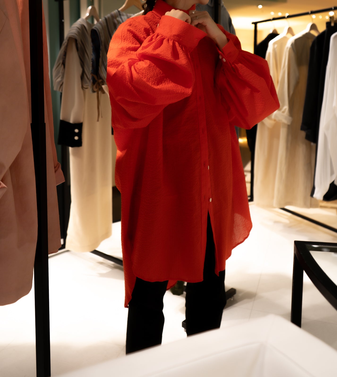 Extra volume puff sleeve blouse (Seersucker)