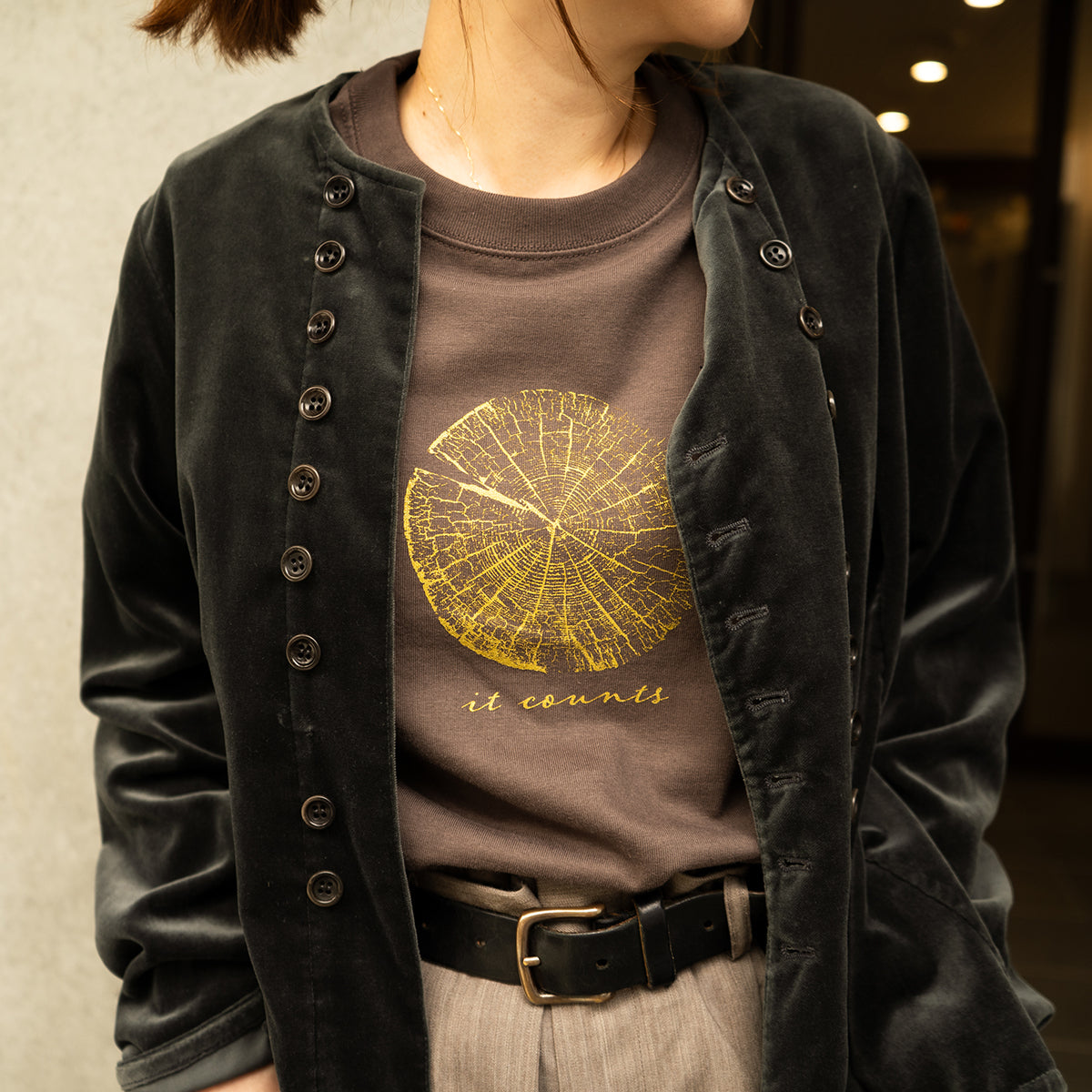 Tree ring print T-shirt