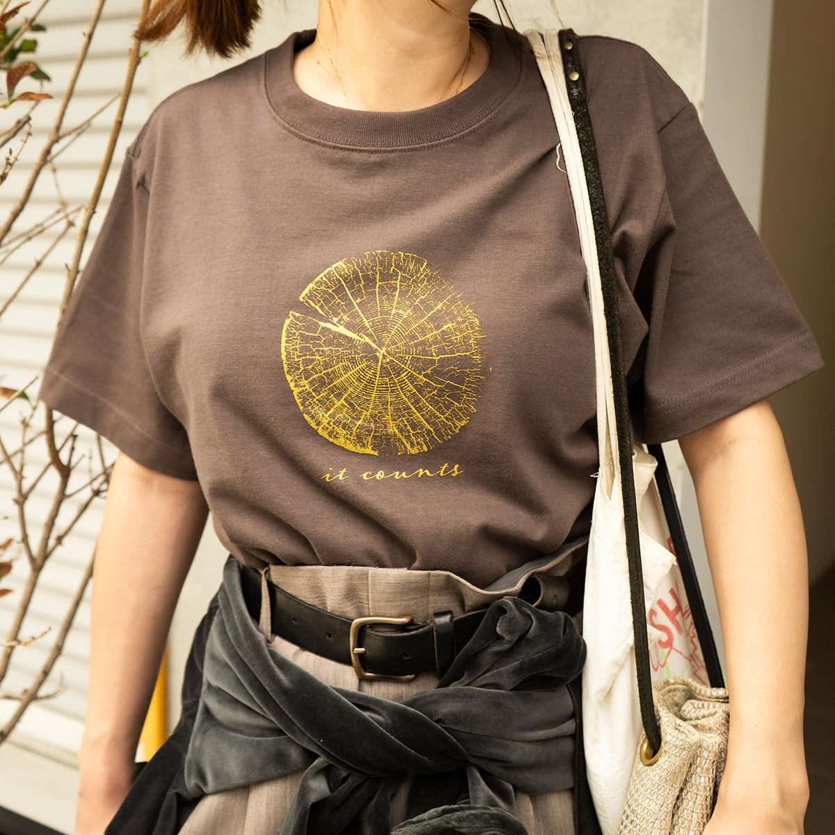 Tree ring print T-shirt