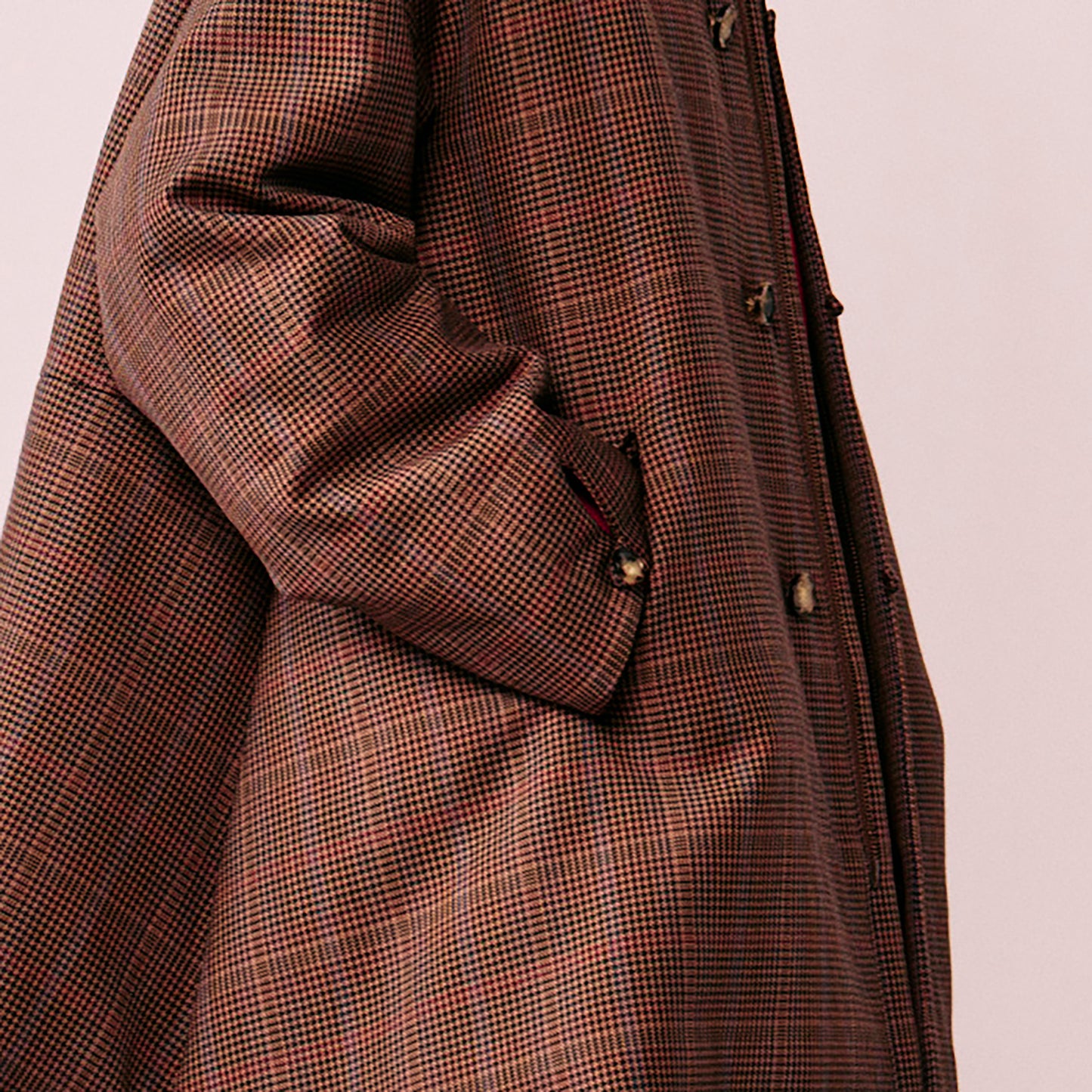 Glen check padded A-line jacket