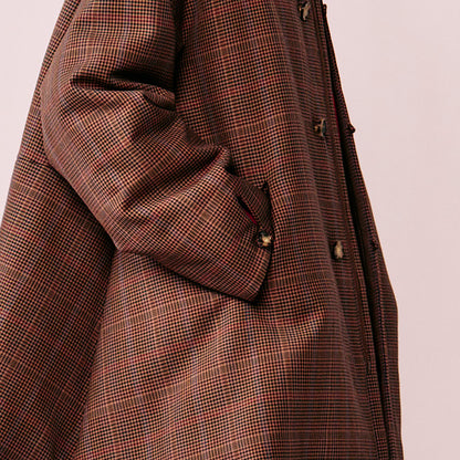 Glen check padded A-line jacket