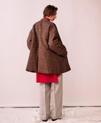 Glen check padded A-line jacket