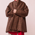 Glen check padded A-line jacket