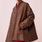Glen check padded A-line jacket