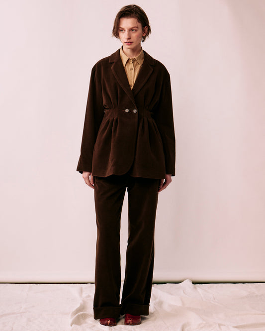 Double-tuck wide trousers (corduroy)