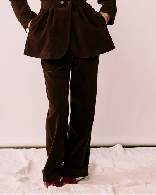 Double-tuck wide trousers (corduroy)