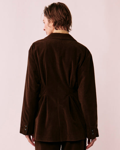 Double-breasted tailored tuck jacket (corduroy)