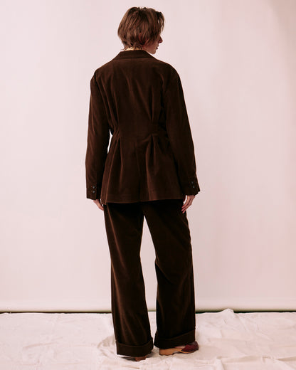 Double-breasted tailored tuck jacket (corduroy)