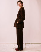 Double-breasted tailored tuck jacket (corduroy)