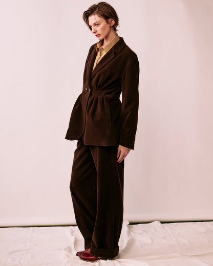 Double-breasted tailored tuck jacket (corduroy)