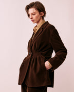 Double-breasted tailored tuck jacket (corduroy)