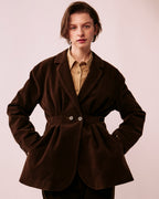 Double-breasted tailored tuck jacket (corduroy)