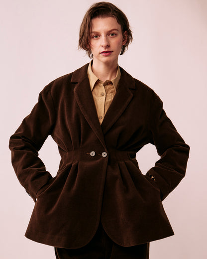 Double-breasted tailored tuck jacket (corduroy)