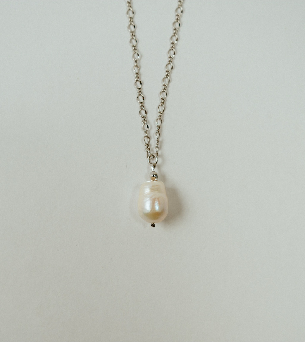 Twin pearl chain necklace