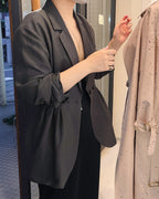 Double-breasted tailored tuck jacket