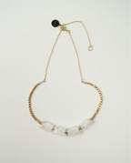 Hexagonal crystal with metal beads necklace