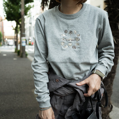 Resort Embroidery Long Sleeve T-Shirt (twin pearl)