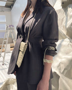 Double-breasted tailored tuck jacket