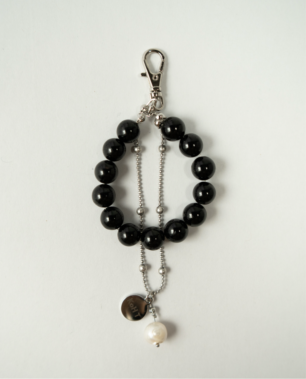 Black tourmaline and twin pearl strap