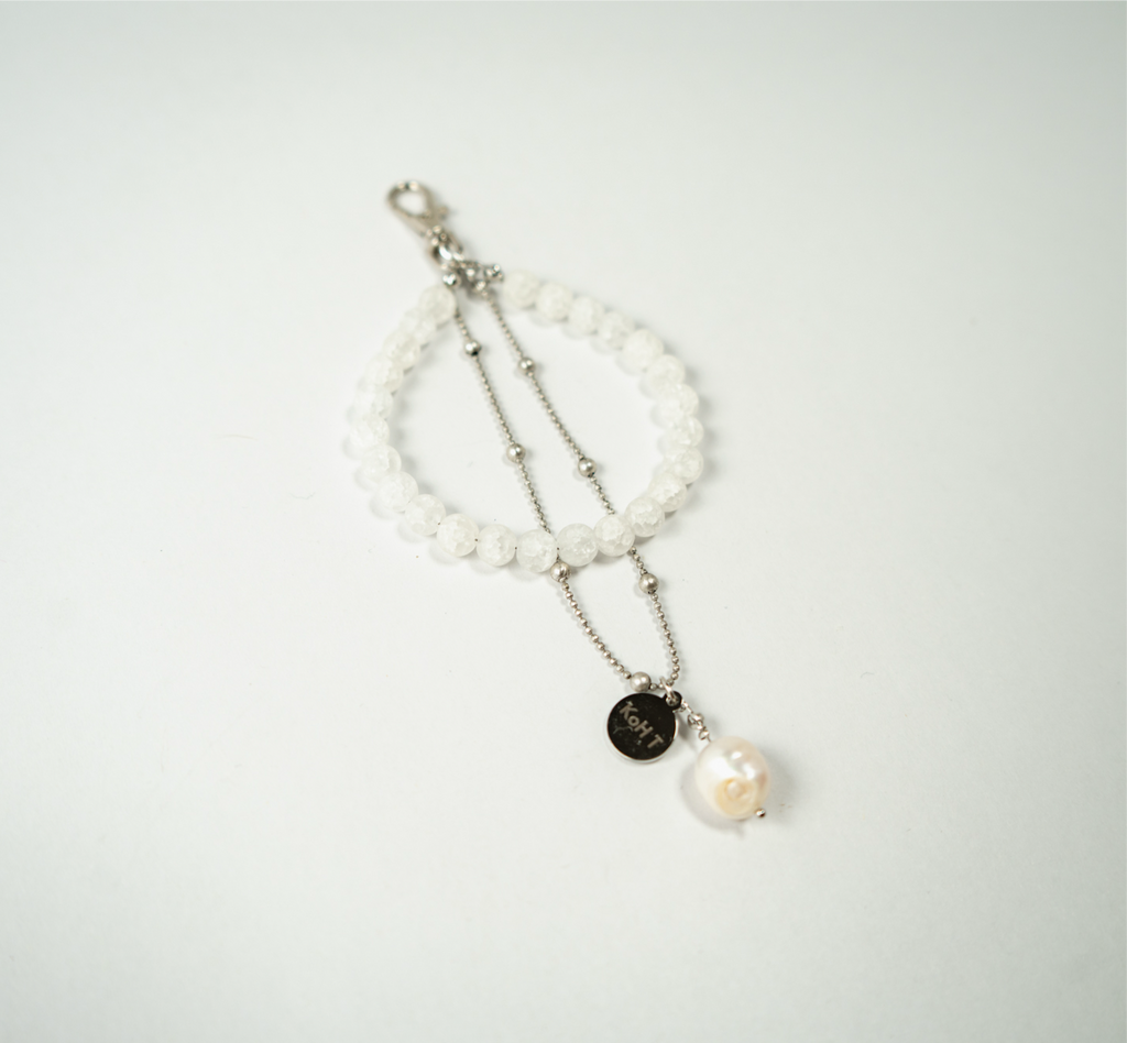 Crack crystal & twin pearl strap