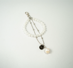 Crack crystal & twin pearl strap
