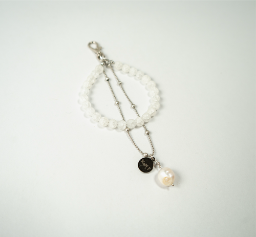 Crack crystal & twin pearl strap