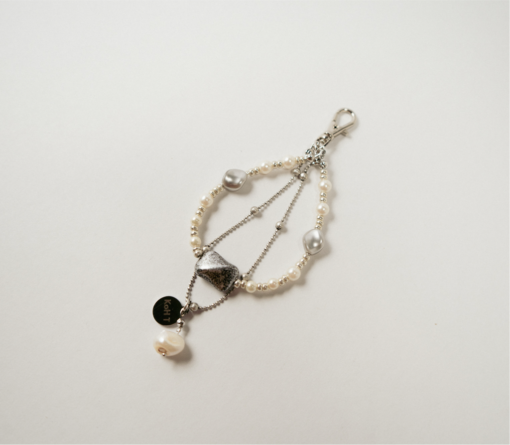 Italian glass and twin pearl strap