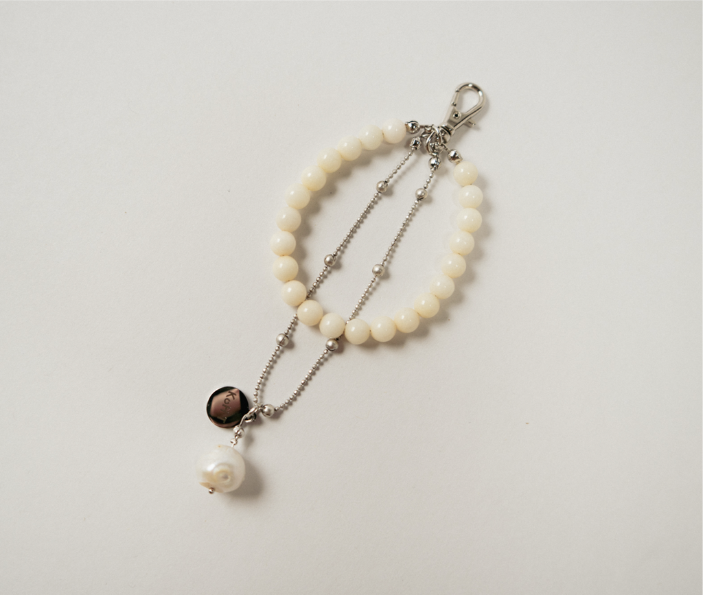 Agate stone and twin pearl strap