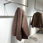 Glen check padded A-line jacket
