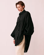 パフスリーブ ブラウス ブラック レディース 正面