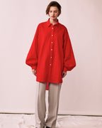 レッド ブラウス レディース スタイリング