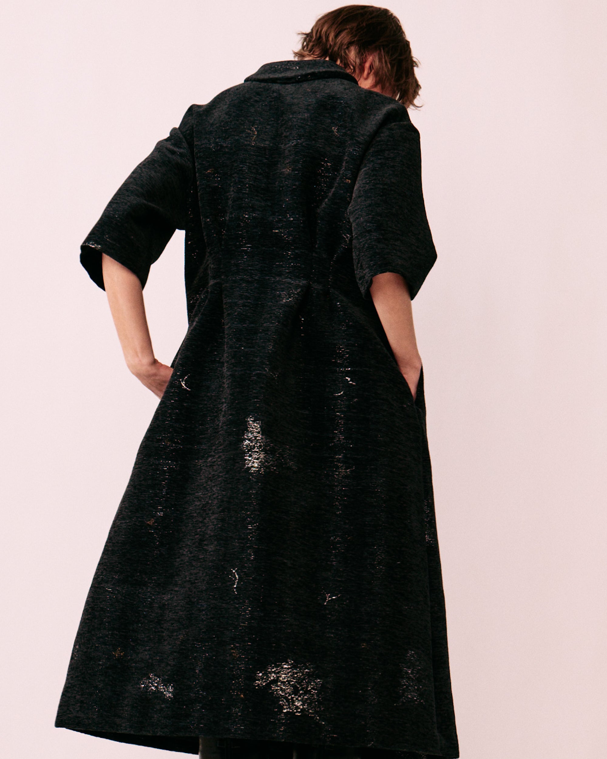 tuck dress side silhouette tulip line drape ORNÉE Nishijin