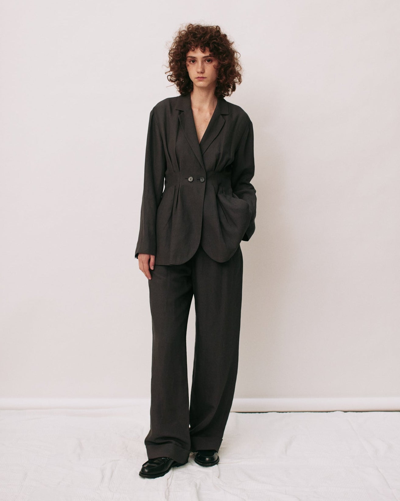 Double-tuck wide trousers