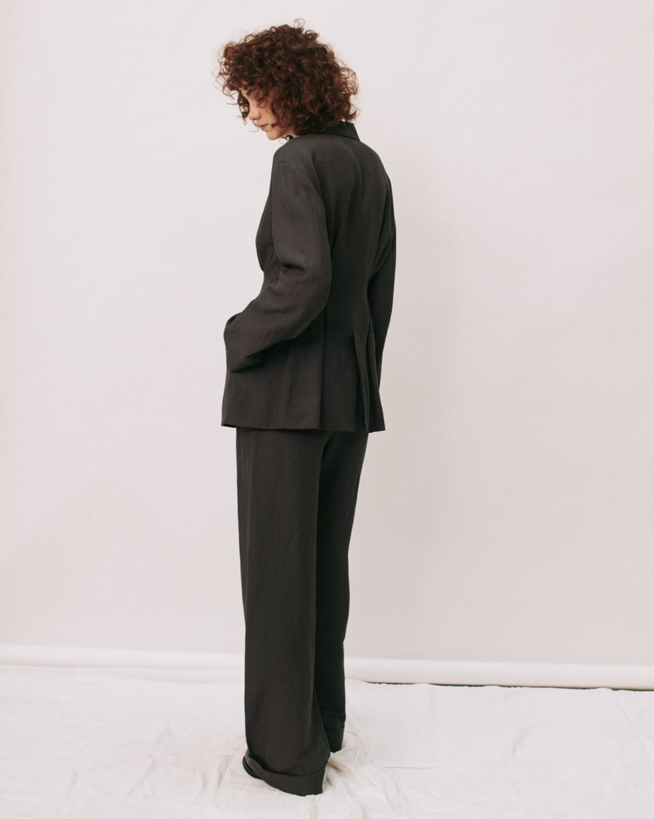 Double-tuck wide trousers