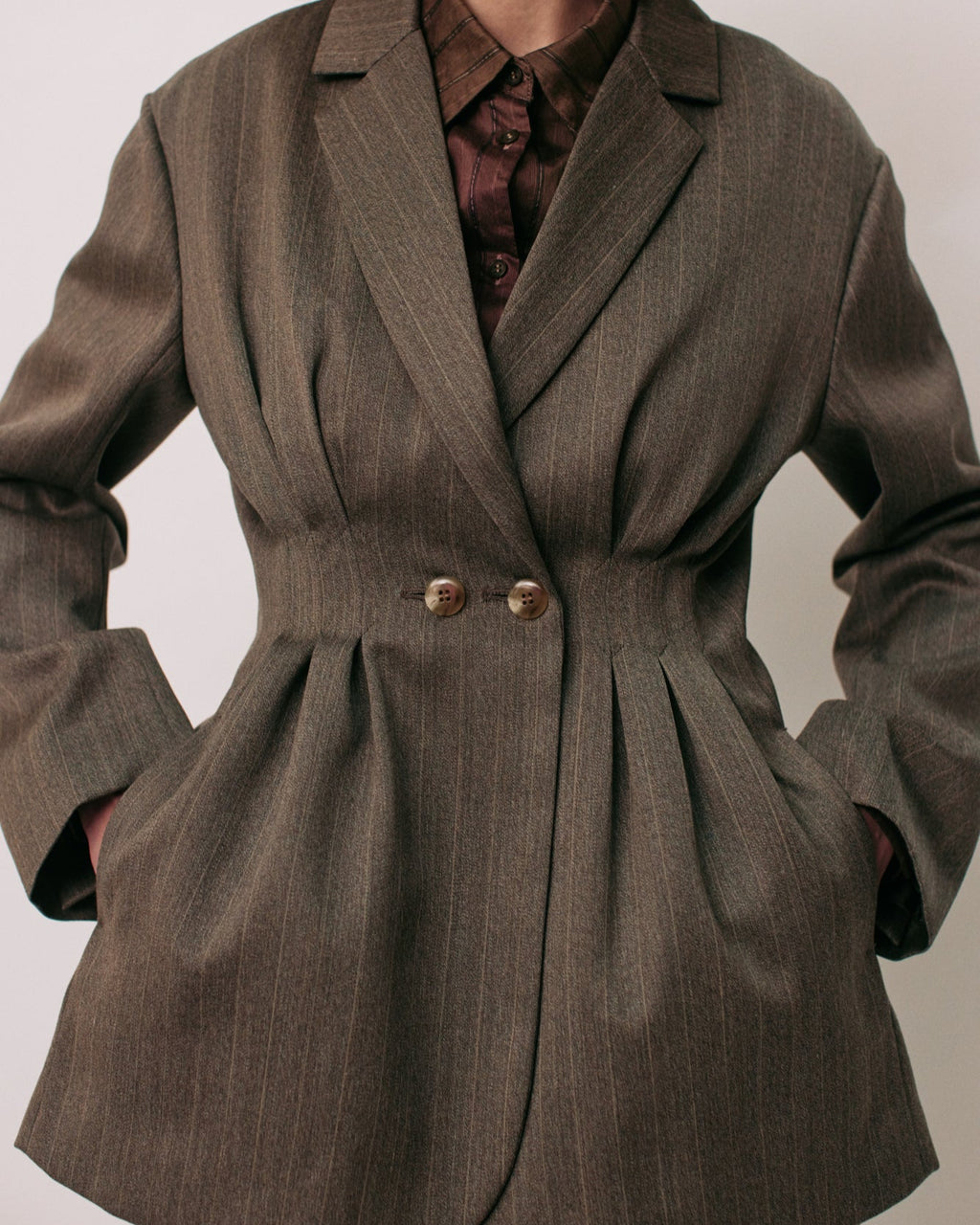 【PRE ORDER】Double-breasted tailored tuck jacket (Wool)