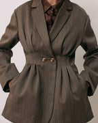 【PRE ORDER】Double-breasted tailored tuck jacket (Wool)