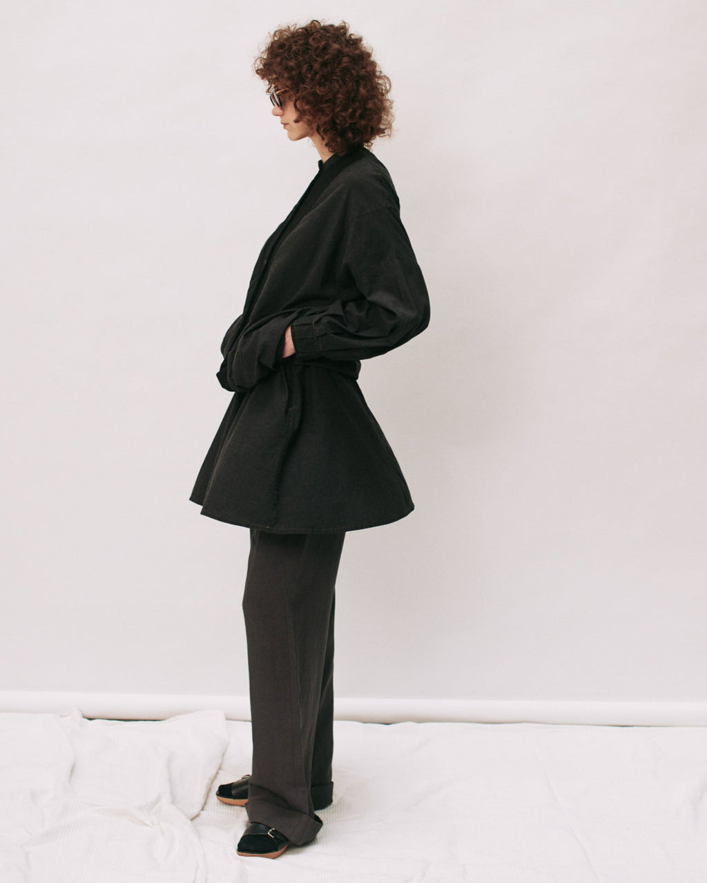 Double-tuck wide trousers
