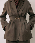 【PRE ORDER】Double-breasted tailored tuck jacket (Wool)