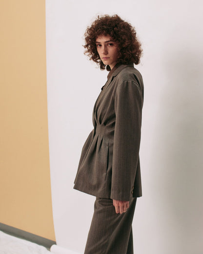 [PRE ORDER] Double-breasted tailored tuck jacket (Wool)